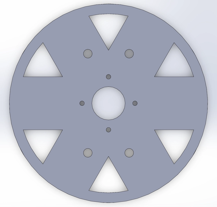 SolidWorks CAD of initial, hollowed-out bulkhead design.